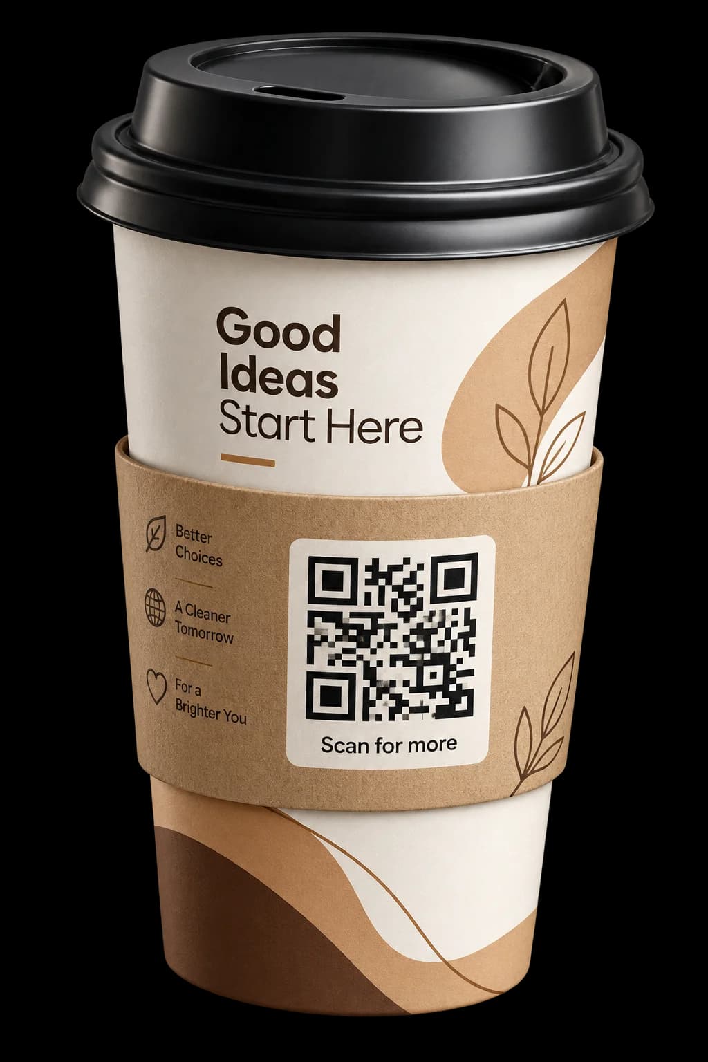Coffee takeaway cup with dynamic QR code