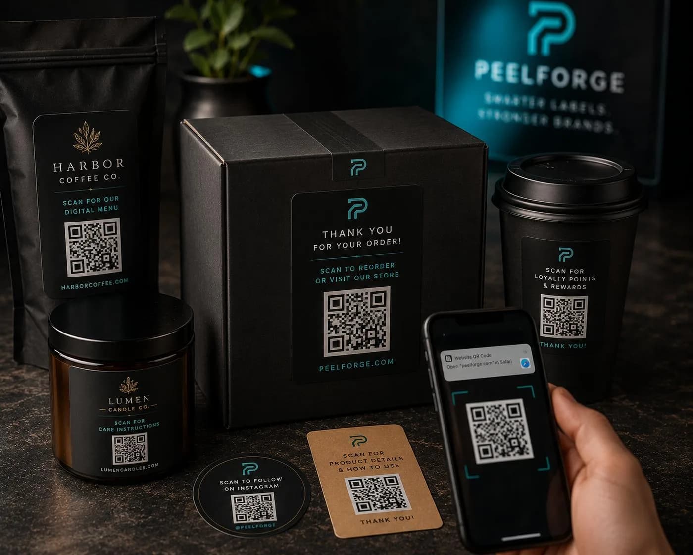 Retail merchandise packaging and candle jar reorder QR