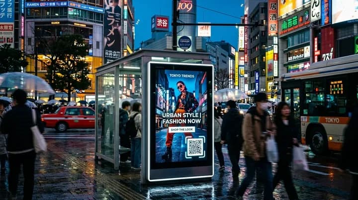 Urban billboard and print advertising campaign with dynamic QR code